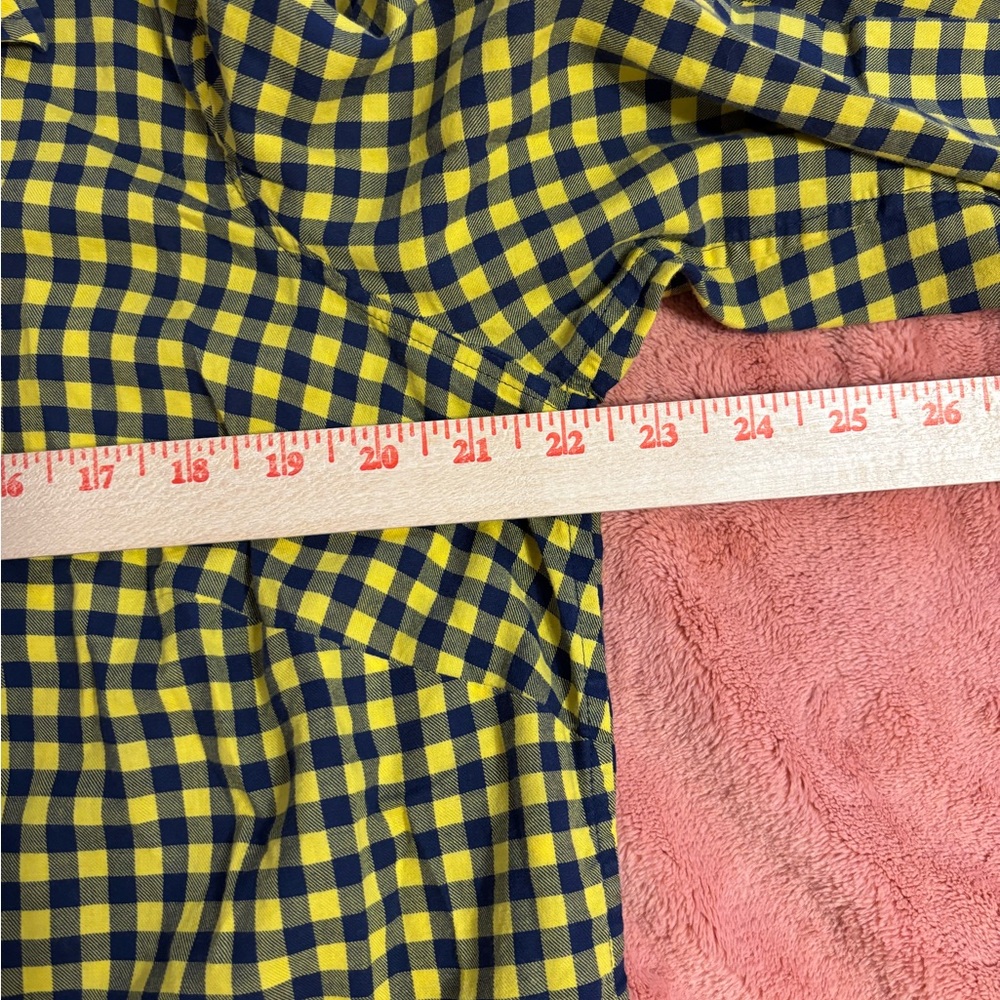 Talbots Navy Yellow Gingham Button Front Shirt 1x… - image 4